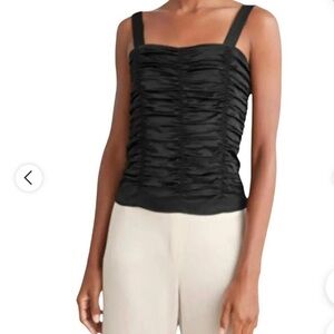 & Other Stories Black Ruched Square-Neck Camisole